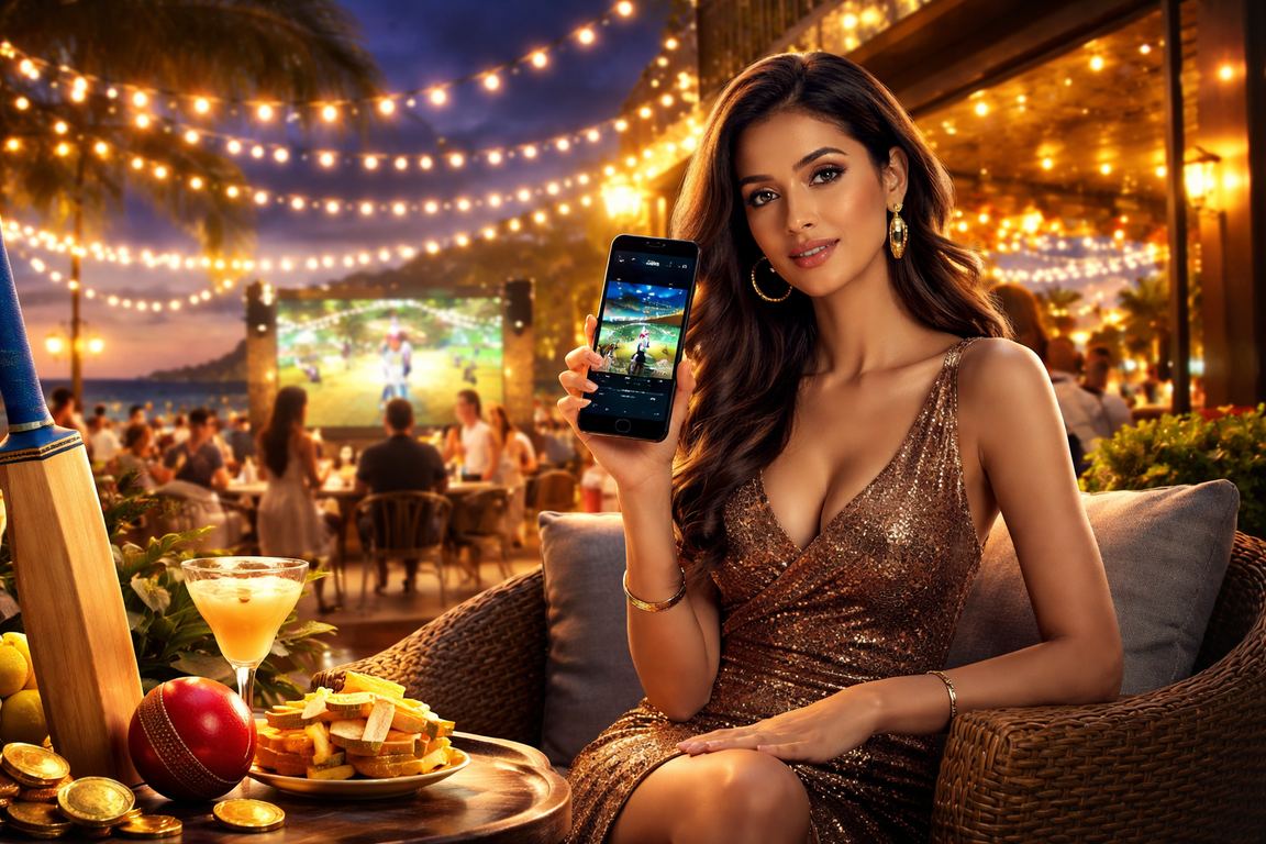 Indian cricket fans using mobile payments during a beach cricket event